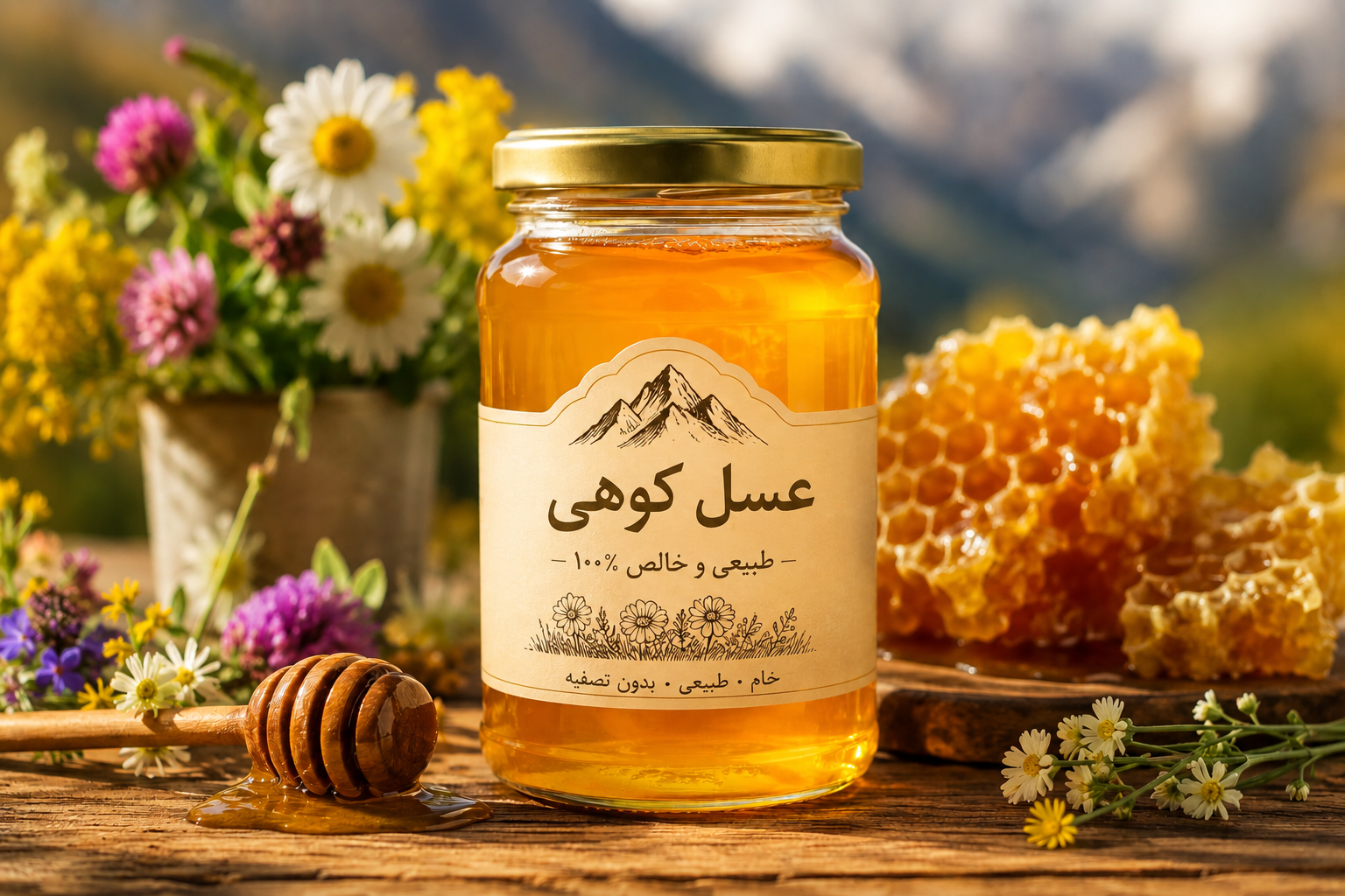 عسل طبیعی کوهستانی لرستان | برداشت بهاره | ساکارز ۱ تا ۳٪